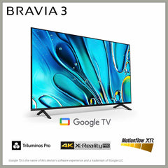 BRAVIA 3 - 65inch | K-65S30 | 4K HDR Processor X1™ | 4K Ultra HD | Dải tần nhạy sáng cao (HDR) | Smart TV (Google TV)